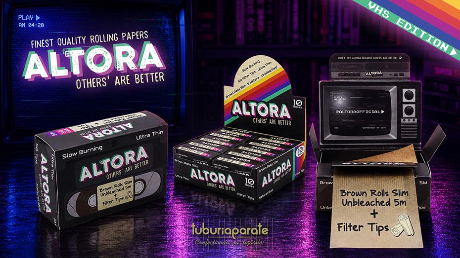 Foite in rola Altora Brown Slim + Filtre Carton (5M) VHS Edition Foite in rola Altora Brown Slim + Filtre Carton (5M) VHS Edition